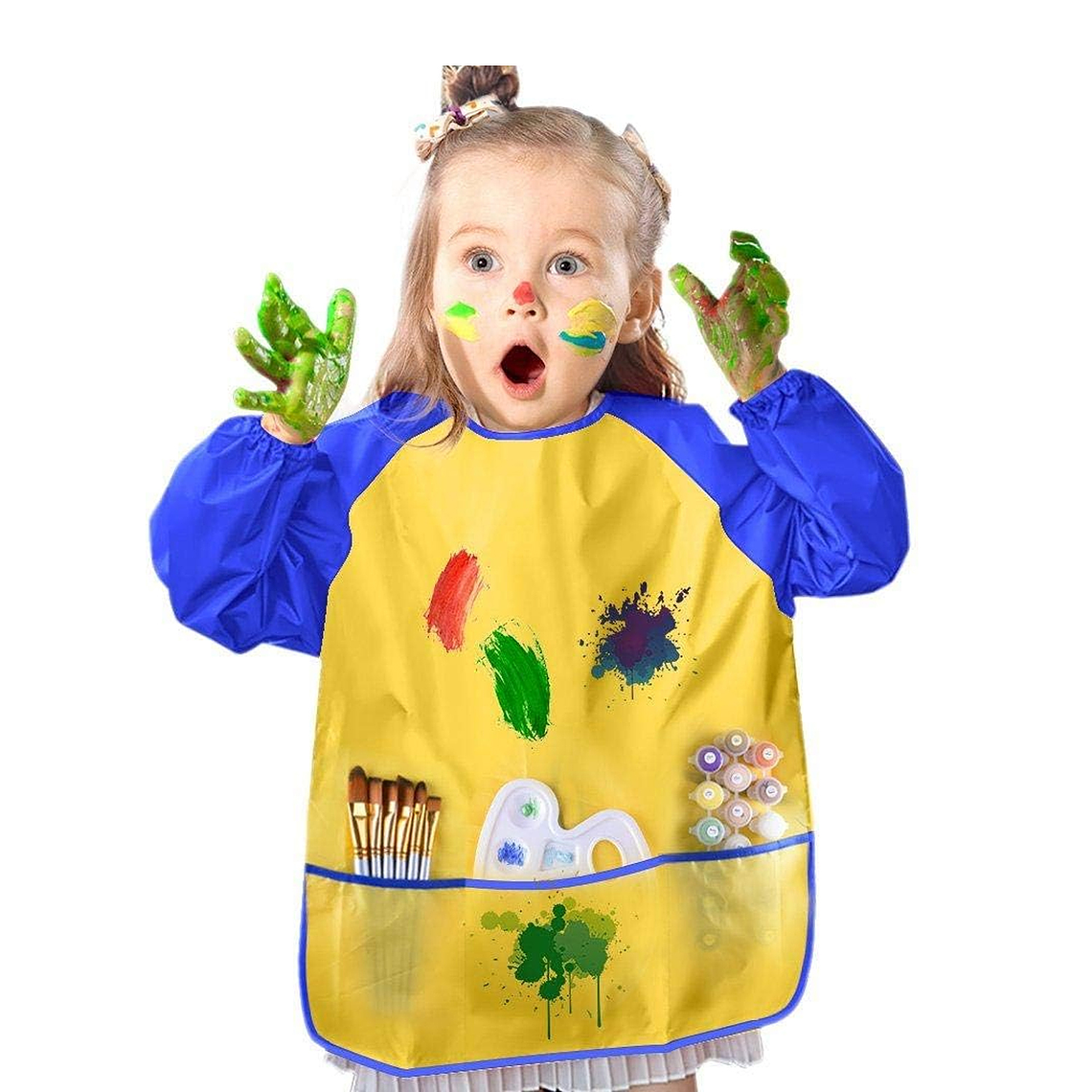 Babero Delantal Pechera Niño Niña Manga Larga Impermeable 1