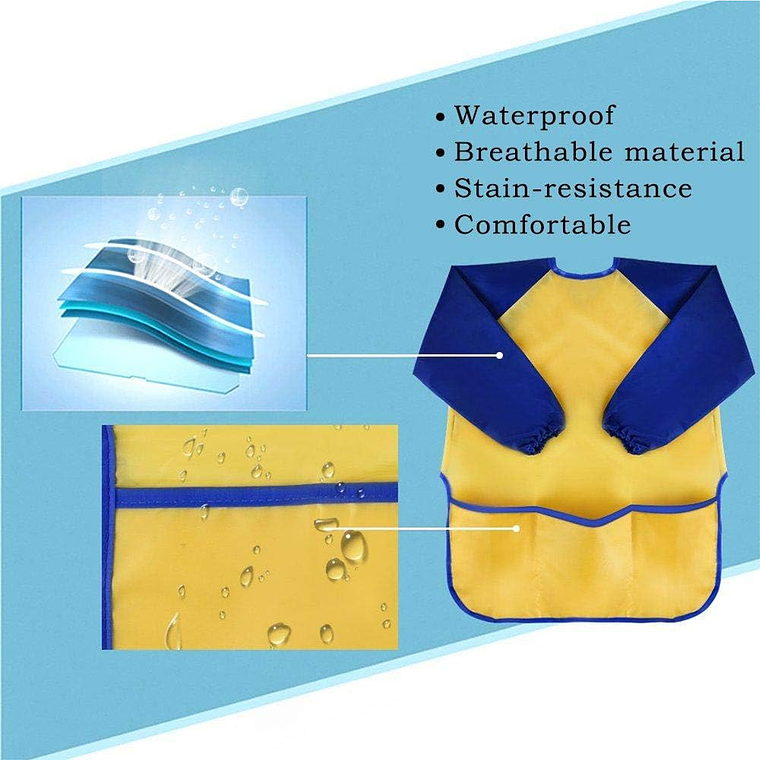 Babero Delantal Pechera Niño Niña Manga Larga Impermeable 4
