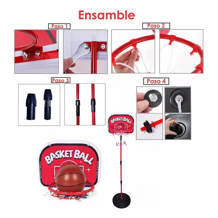 Soporte Baloncesto Altura Ajustable Niños + Balón + Inflador 3