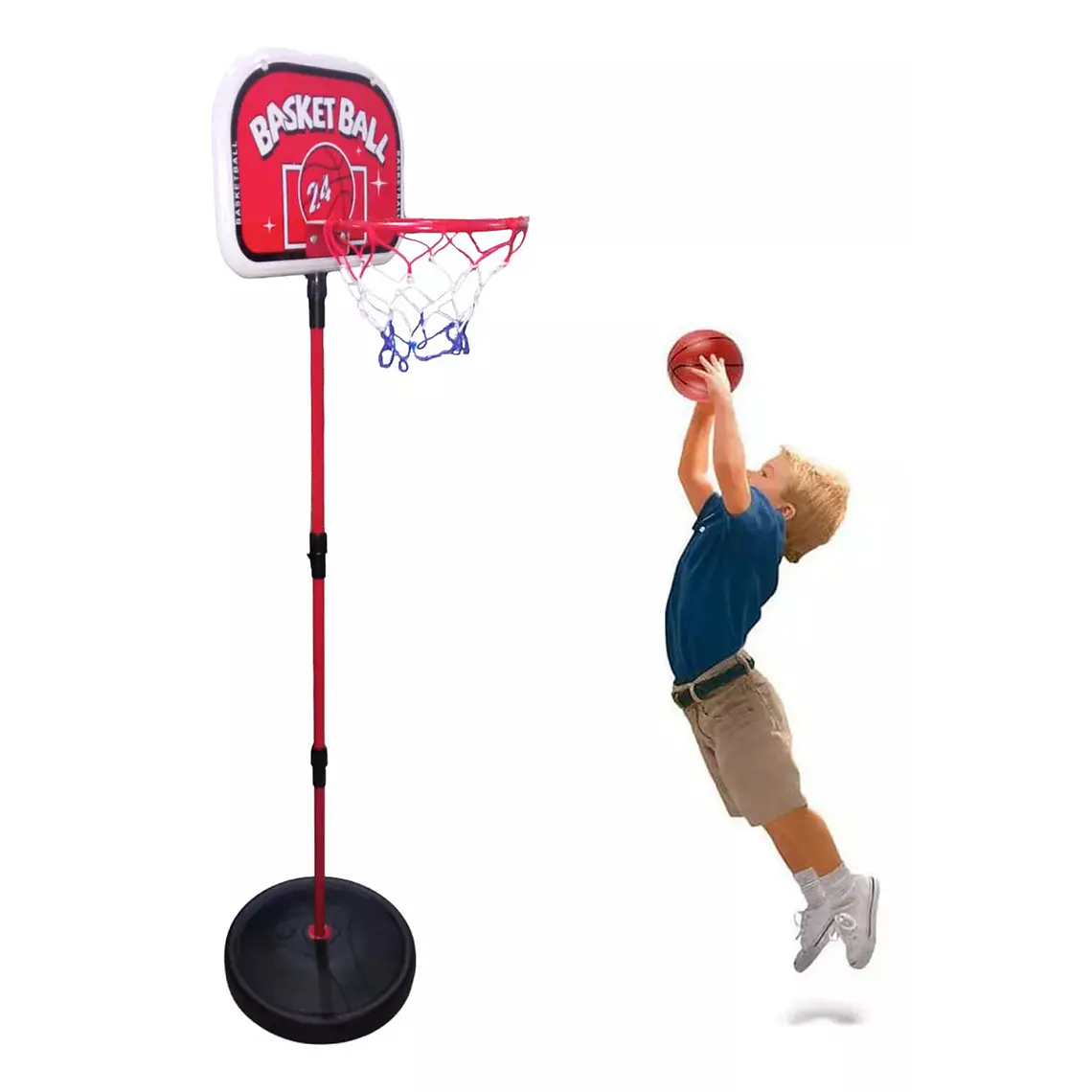 Soporte Baloncesto Altura Ajustable Niños + Balón + Inflador 1