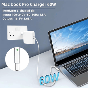 Cargador Generico 60w 16.5v 3.65a Para Macbook Pro