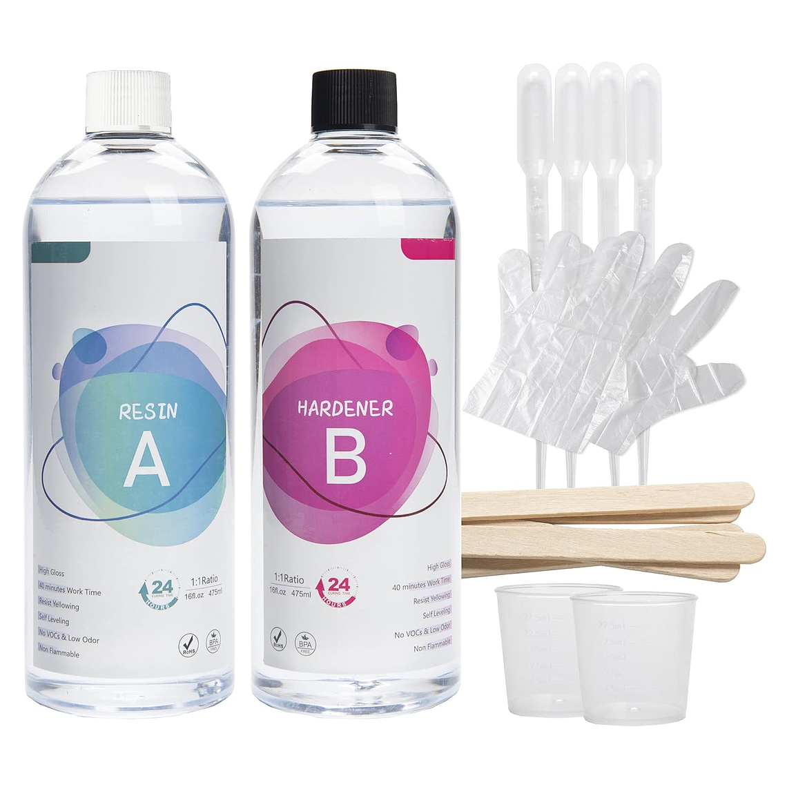 Resina Epóxica Cristal 1:1 946ml + Accesorios 1