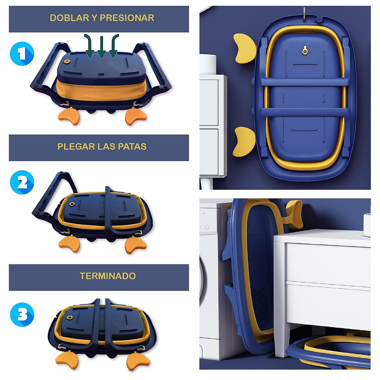 Tina Bañera Plegable Para Bebe De Cangrejo Edad 3-36 Meses 5