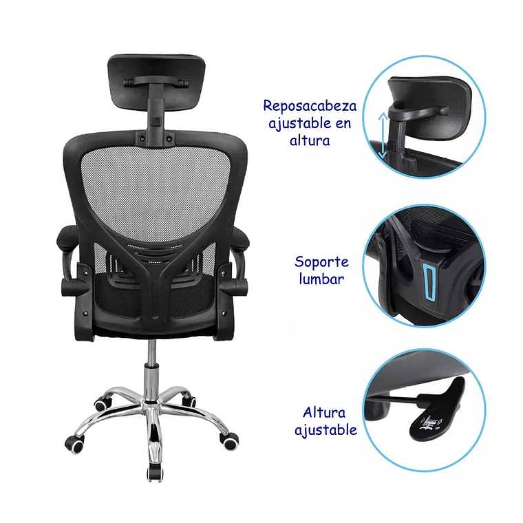 Silla De Oficina Ergonómica, Tapicería Cómoda Con Ruedas 5