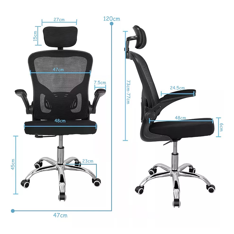 Silla De Oficina Ergonómica, Tapicería Cómoda Con Ruedas 7