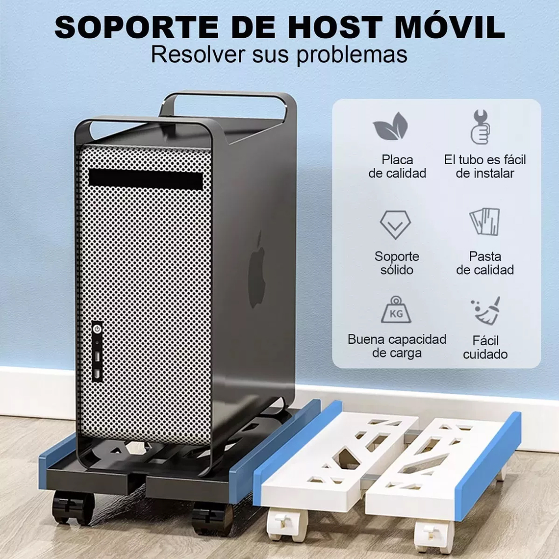 Base/soporte De Cpu Expandible Retráctil Con Ruedas Y Freno 6