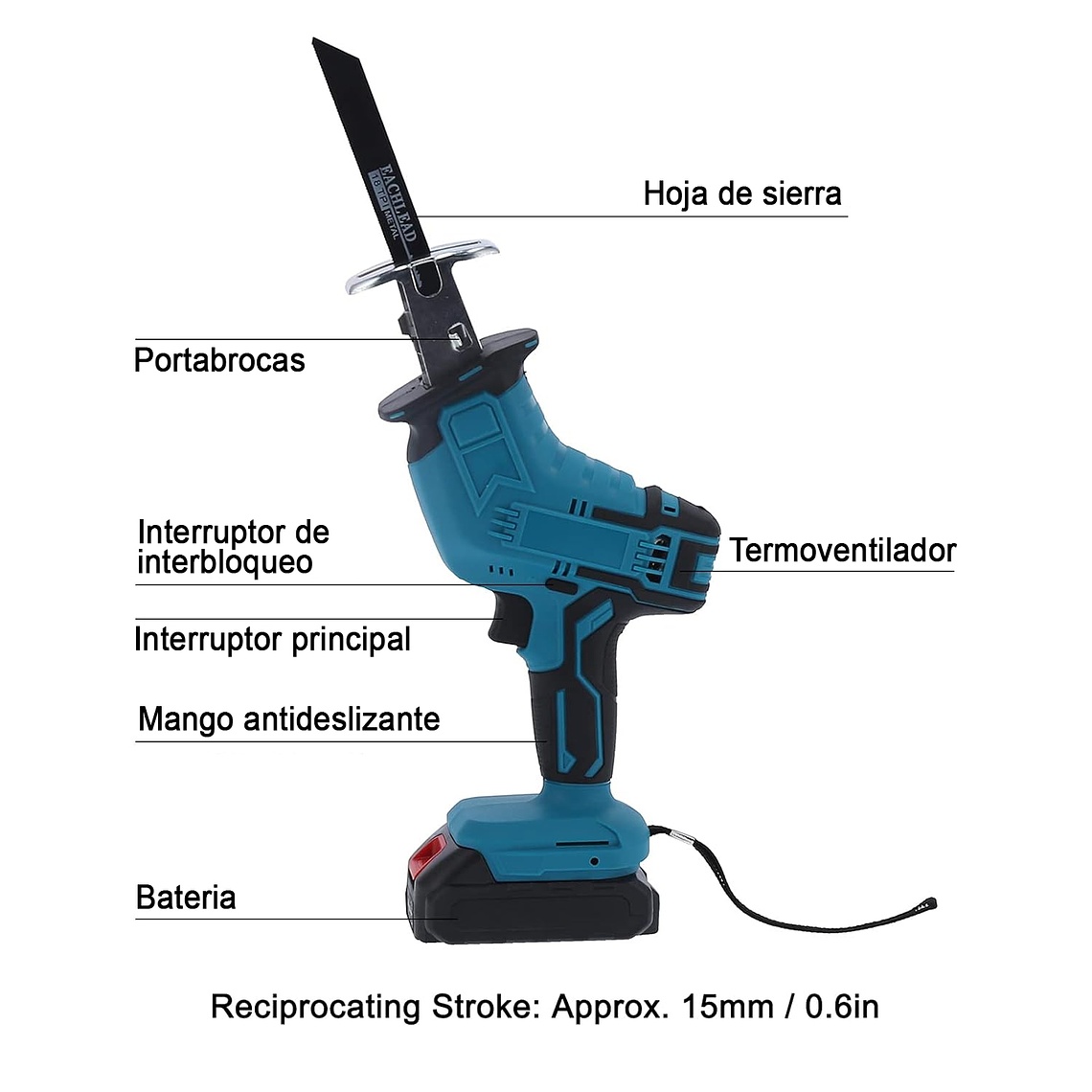 Sierra Sable Recíproca Inalámbrica Para Madera Leña Clavos 4