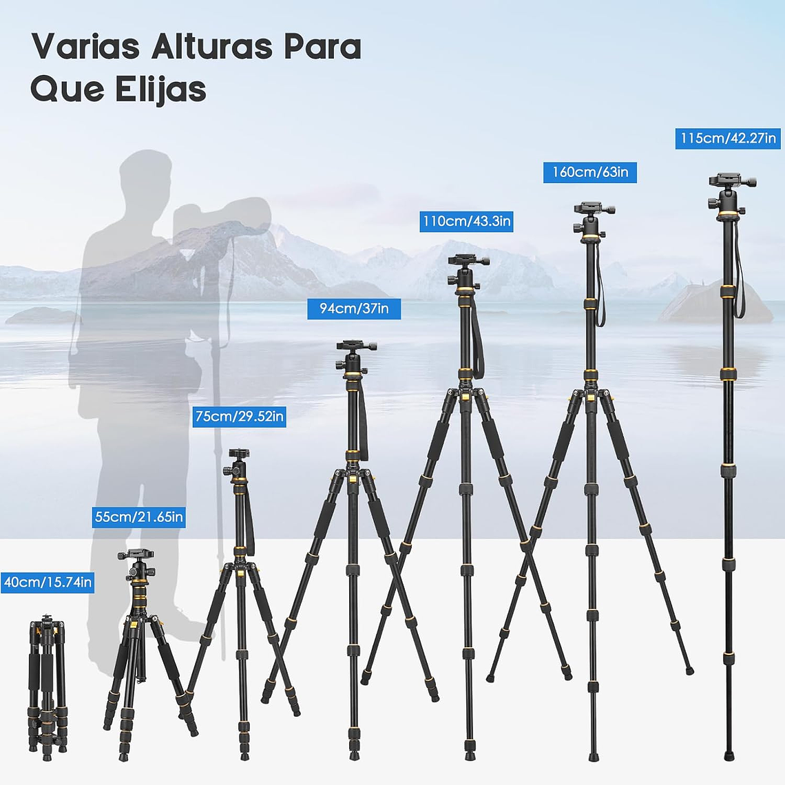 Tripode Camara fotografica, Celular Video Profesional Con Cabezal 6