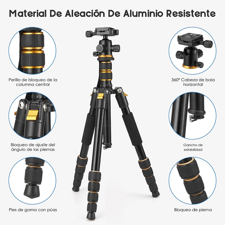 Tripode Camara fotografica, Celular Video Profesional Con Cabezal 4