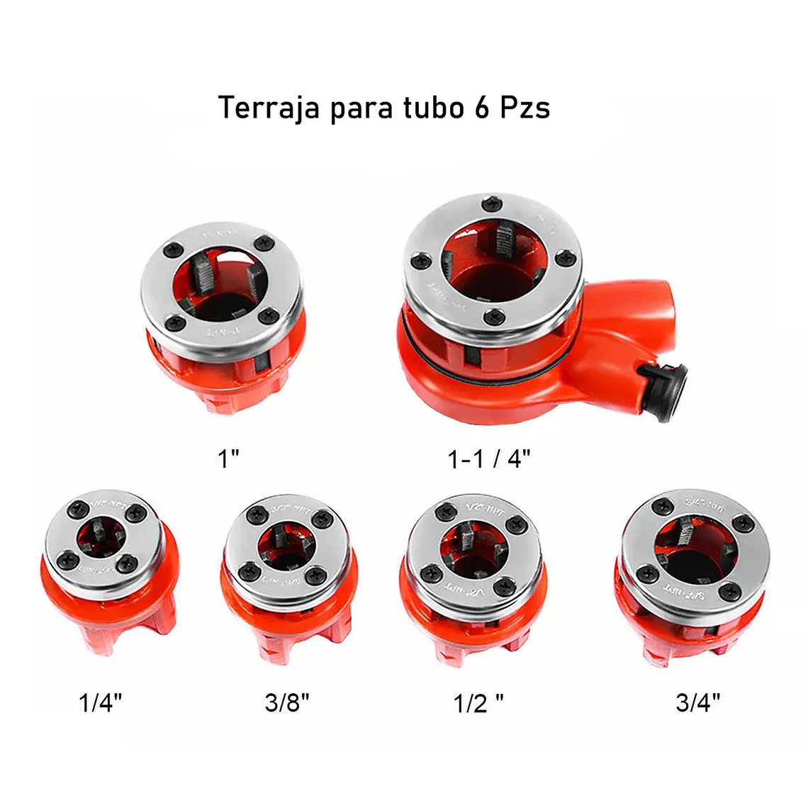 Set Juego De Terrajas Manual Para Tubo 6 Piezas 1/2 - 1 1/4 2