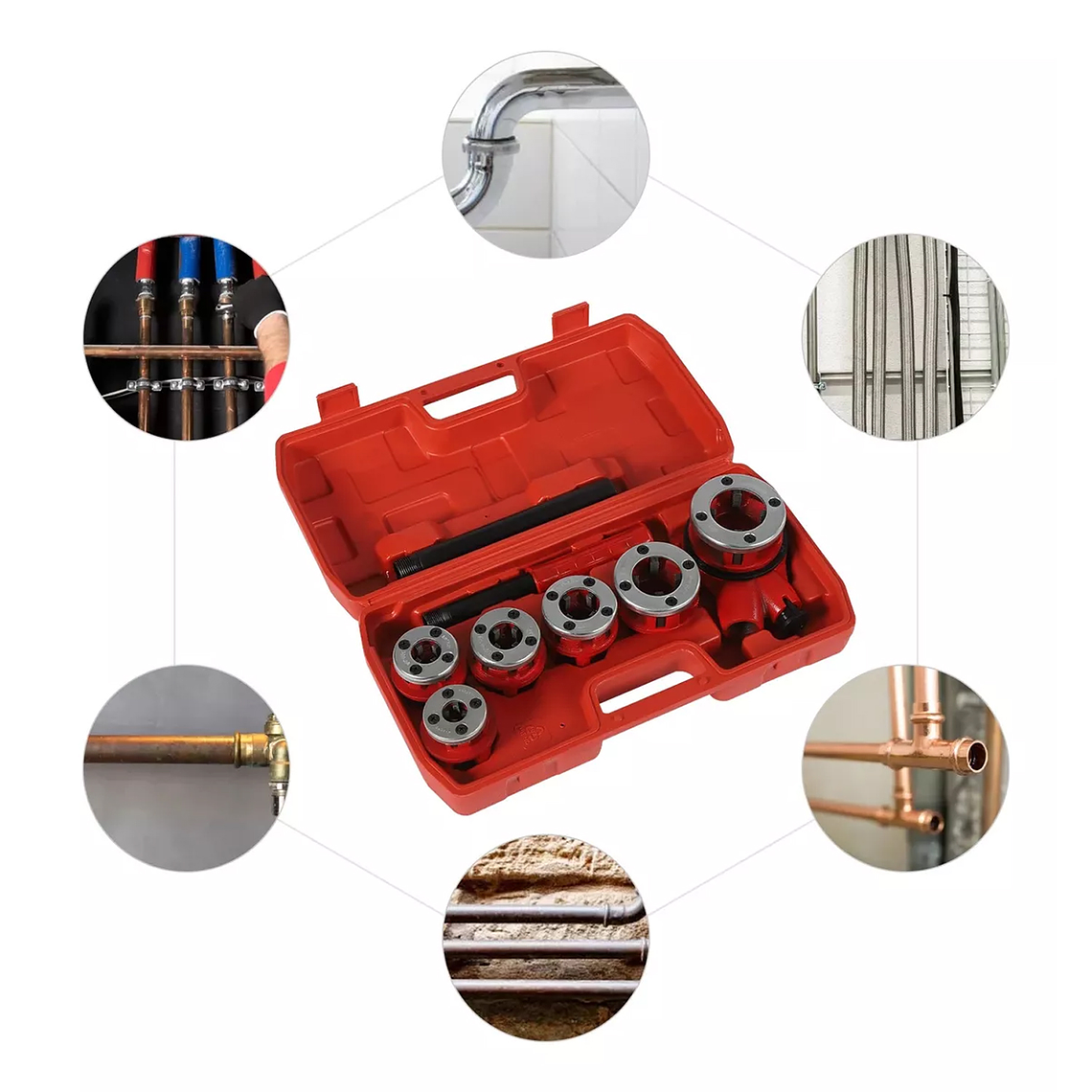 Set Juego De Terrajas Manual Para Tubo 6 Piezas 1/2 - 1 1/4 4