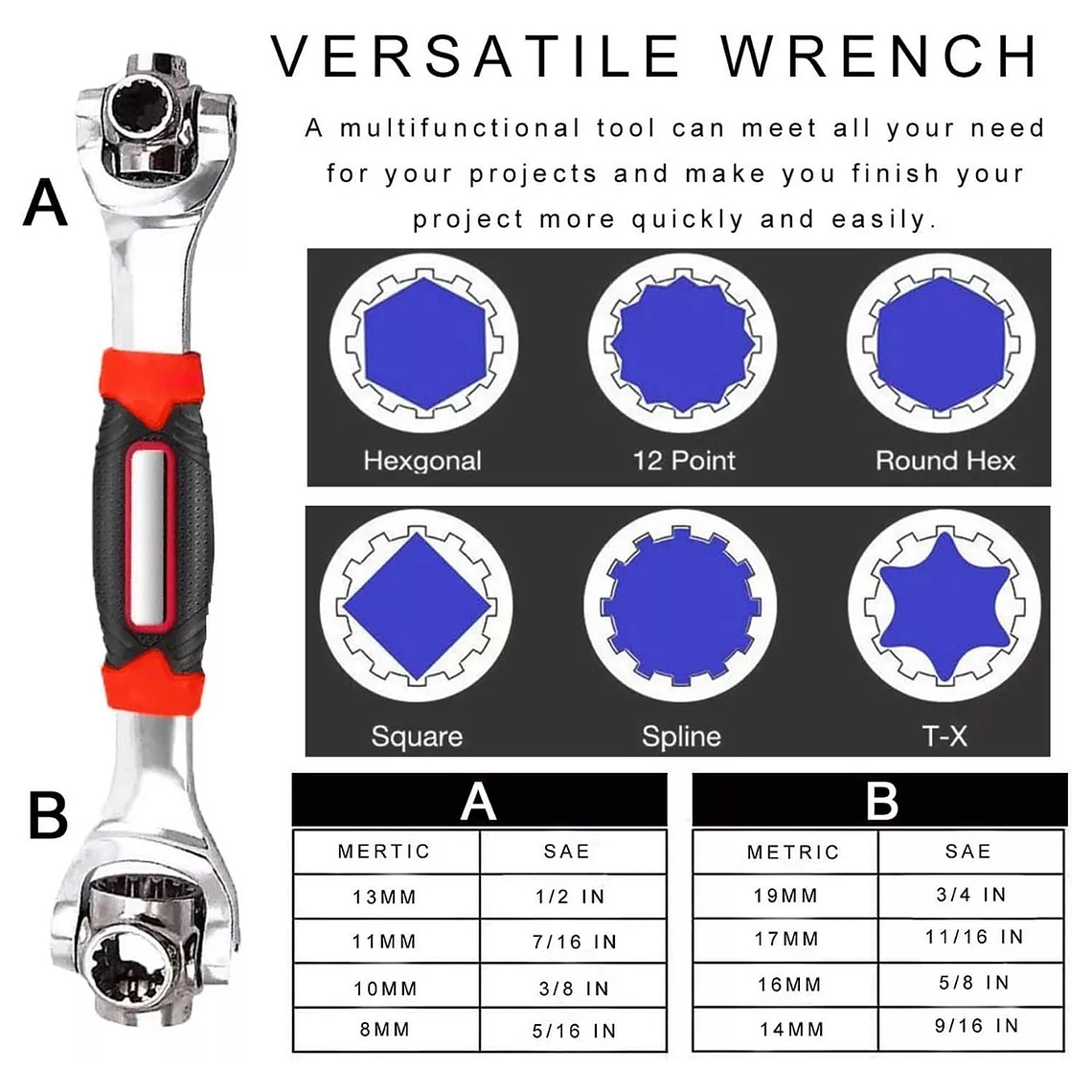 Llave Tigre Universal 360 Grado 8 En 1 Herramientas Socket 3