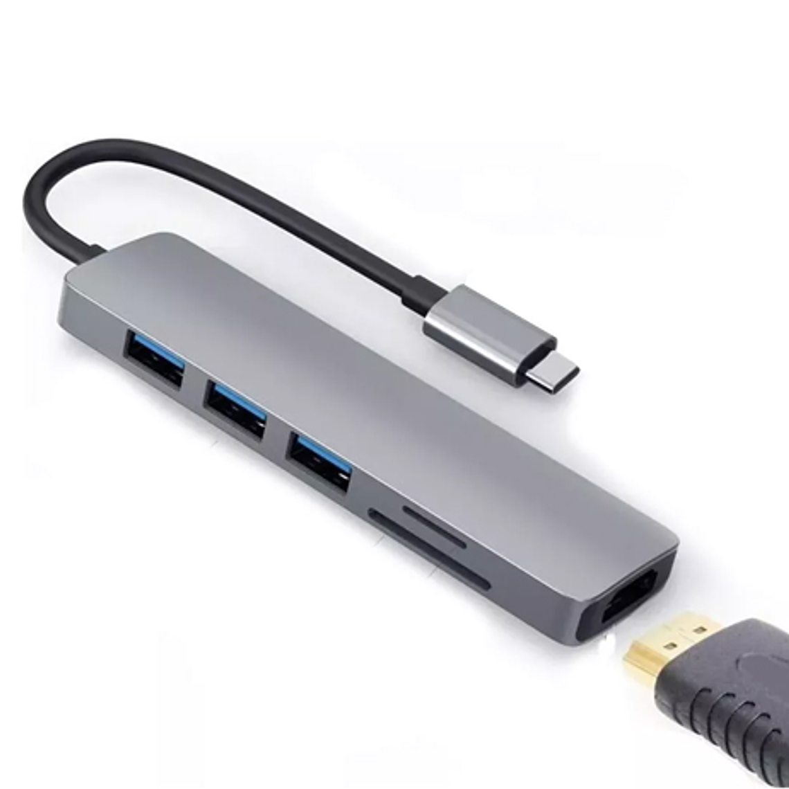 Adaptador Usb Hub Hdmi Tipo C 3 X Usb 3.0 6en1 1