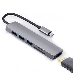 Adaptador Usb Hub Hdmi Tipo C 3 X Usb 3.0 6en1