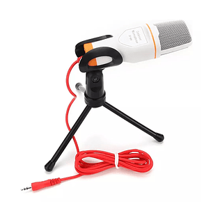 Micrófono Estudio Condensador Atril Escritorio Alámbrico Color Blanco