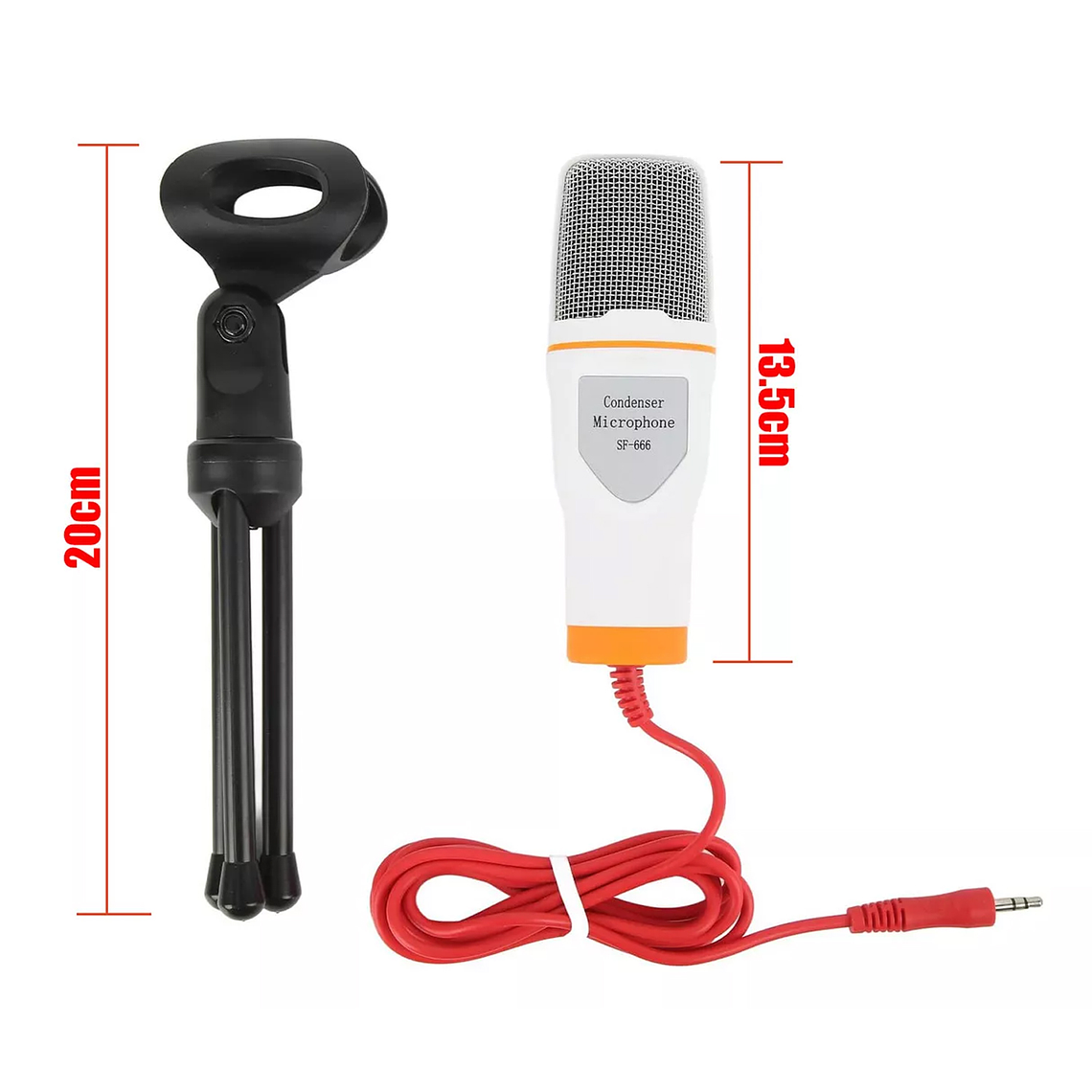 Micrófono Estudio Condensador Atril Escritorio Alámbrico Color Blanco 3