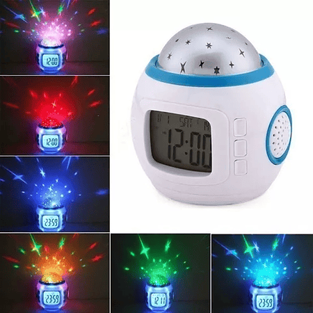 Reloj Despertador Digital Luz Led Estrellas Sonido