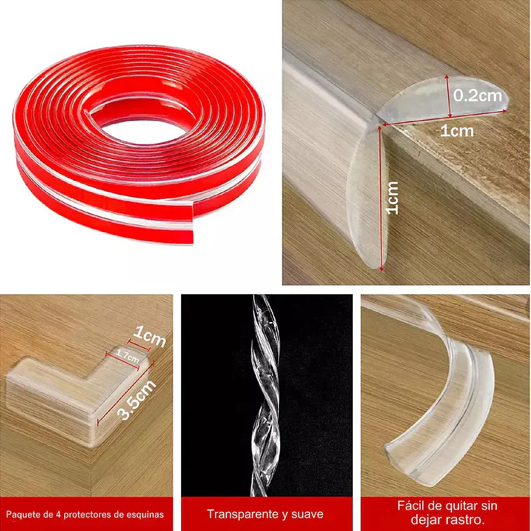 Protector Transparente Borde Esquina Para Mesa Muebles 6mtrs 5