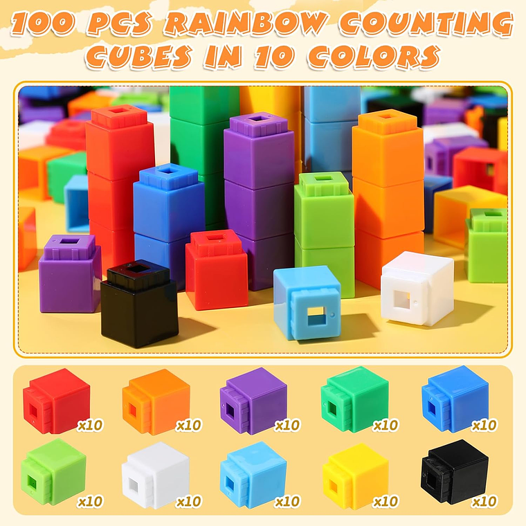 Cubos Conectores Para Matemática 100 unidades Método Singapur 3