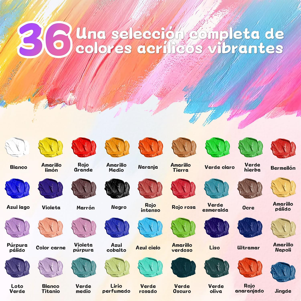 Kit De Pintura 59 Pzs Pintura Acrílica, Pinceles, Paleta 2