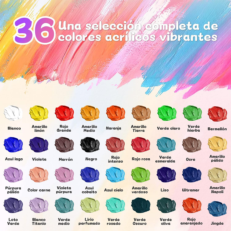 Kit De Pintura 59 Pzs Pintura Acrílica, Pinceles, Paleta 2