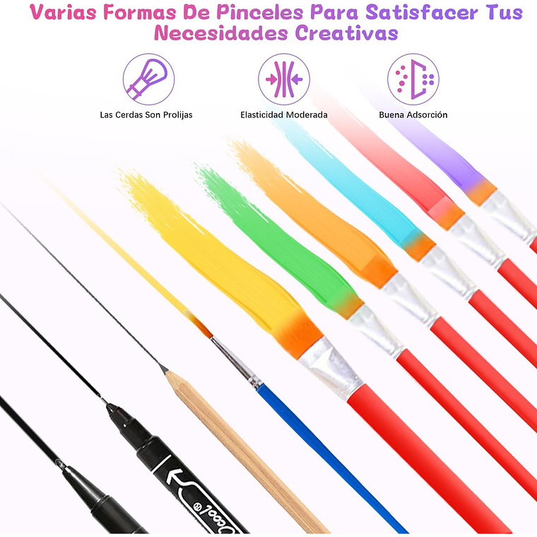 Kit De Pintura 59 Pzs Pintura Acrílica, Pinceles, Paleta 3