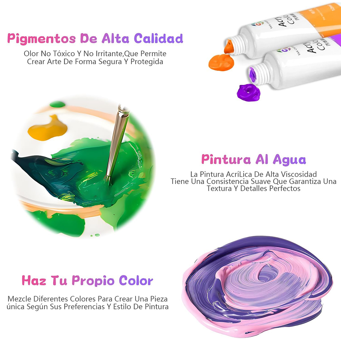 Kit De Pintura 59 Pzs Pintura Acrílica, Pinceles, Paleta 4