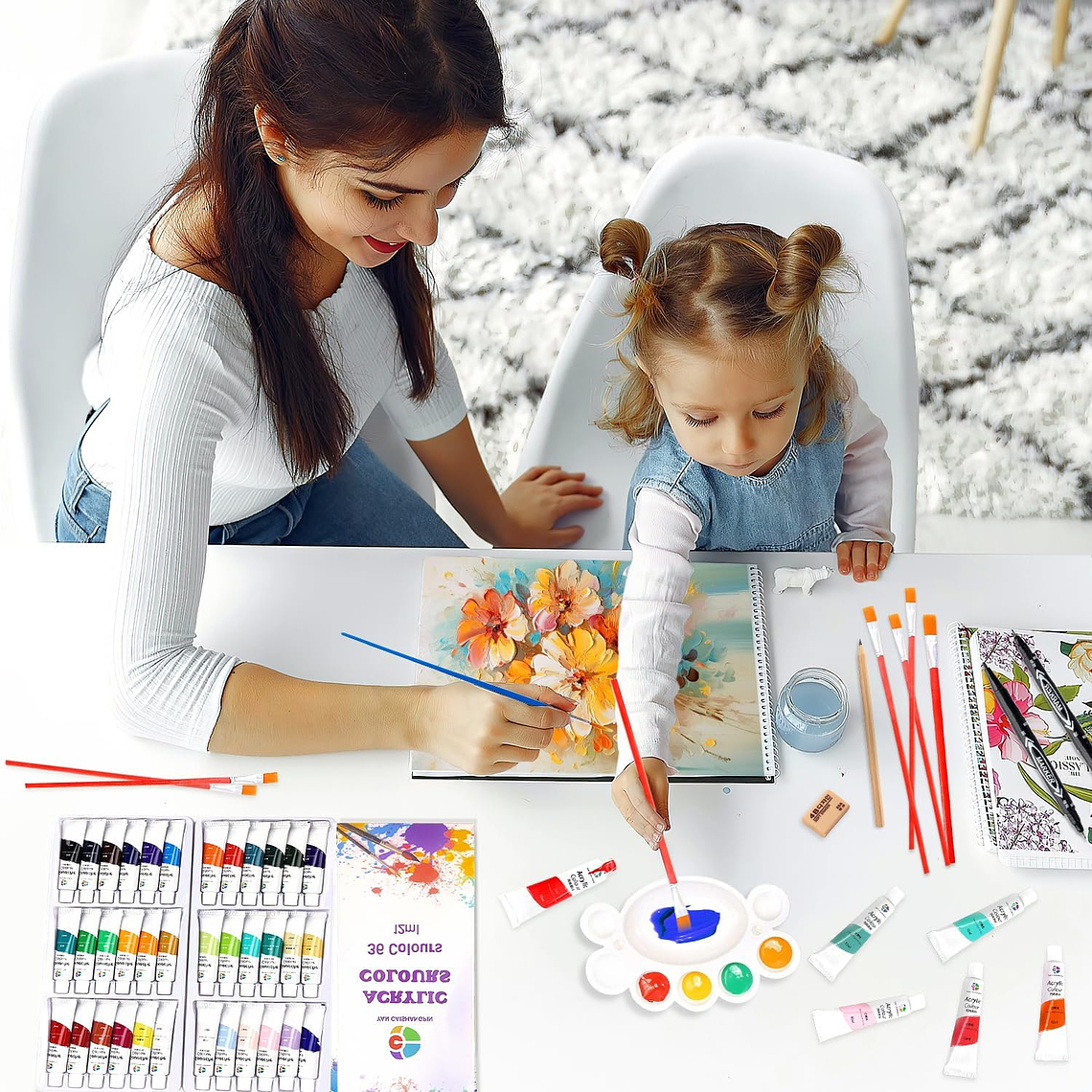 Kit De Pintura 59 Pzs Pintura Acrílica, Pinceles, Paleta 5