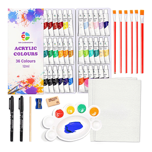 Kit De Pintura 59 Pzs Pintura Acrílica, Pinceles, Paleta