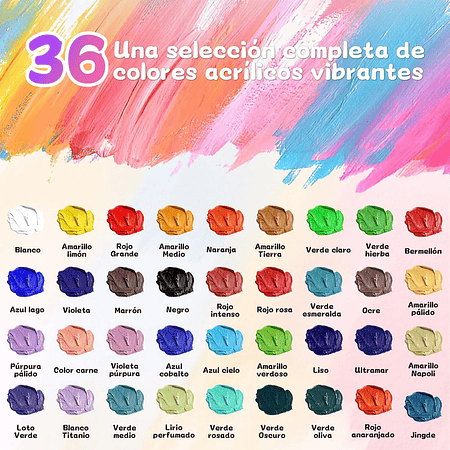 Set De Pinturas Acrílicas 36 Colores 12ml Arte Profesional