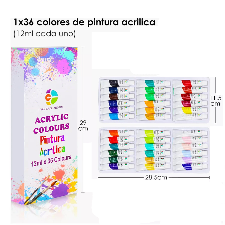 Set De Pinturas Acrílicas 36 Colores 12ml Arte Profesional 5