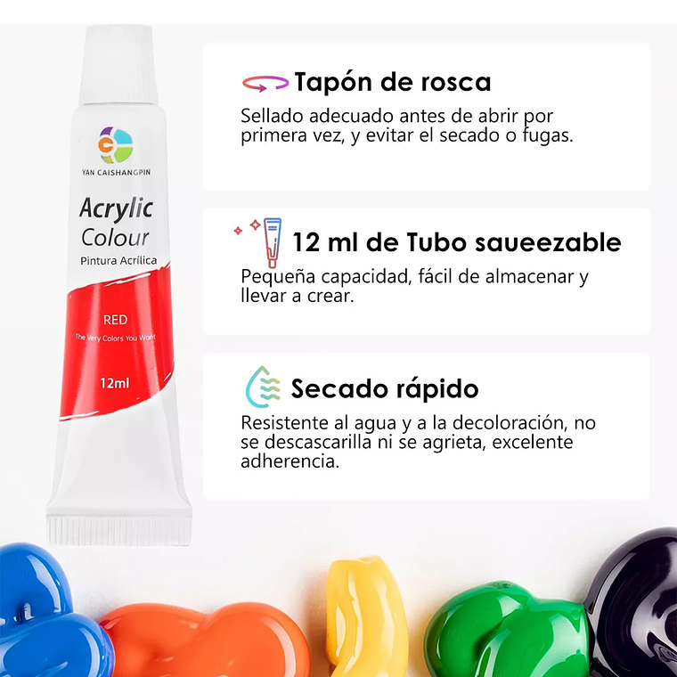 Set De Pinturas Acrílicas 36 Colores 12ml Arte Profesional 4