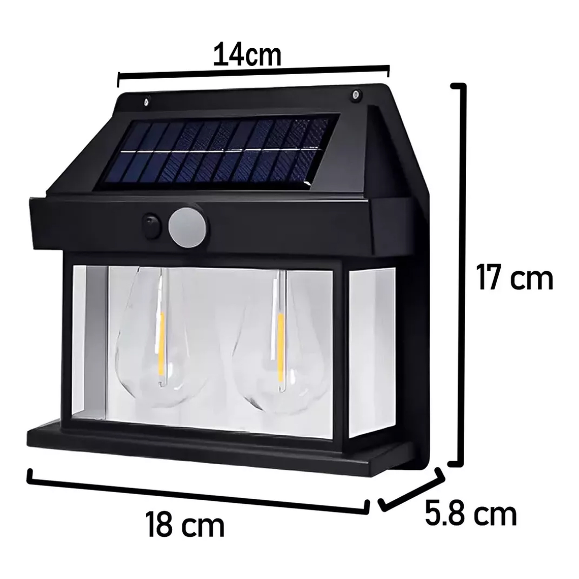 Aplique Lampara Solar Impermeable Con Sensor Vintage 2 led 6