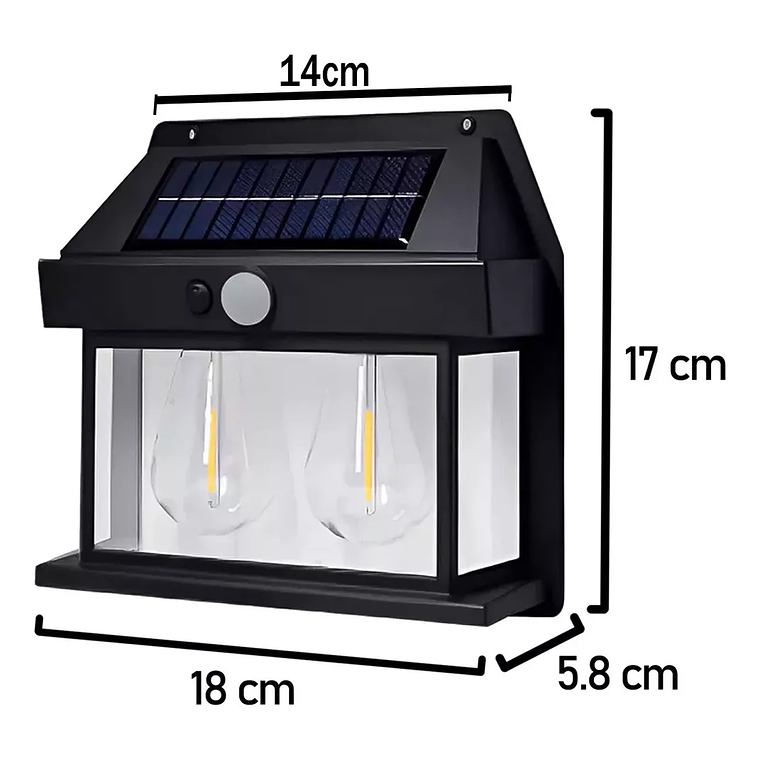 Aplique Lampara Solar Impermeable Con Sensor Vintage 2 led 6