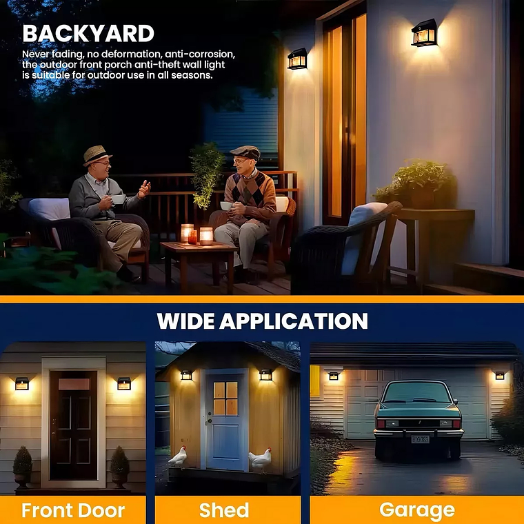 Aplique Lampara Solar Impermeable Con Sensor Vintage 2 led 5