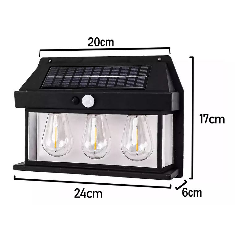 Aplique Lampara Solar Impermeable Con Sensor Vintage 3led 3