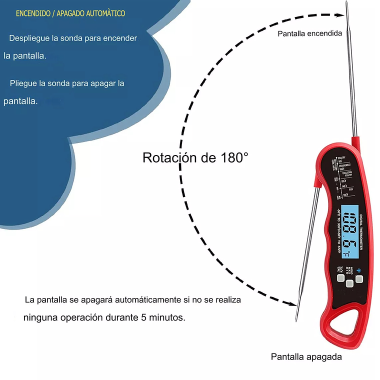 Termómetro Digital Cocina Carnes Líquidos Aceite Plegable 3
