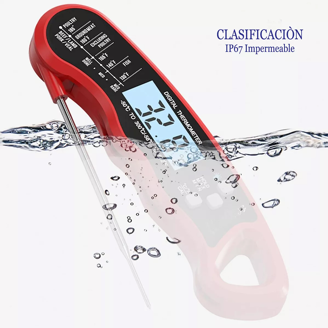 Termómetro Digital Cocina Carnes Líquidos Aceite Plegable 4