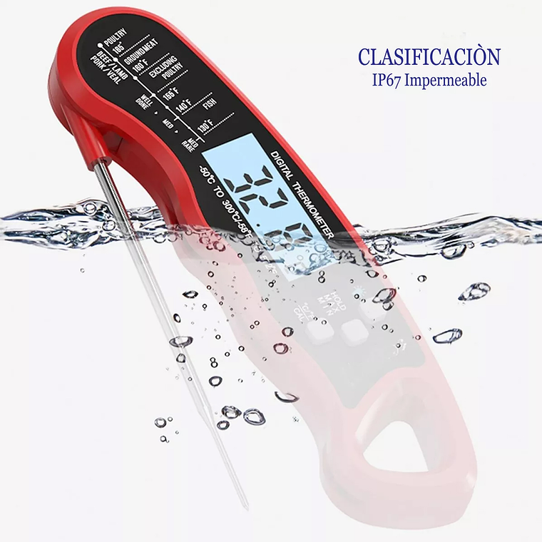 Termómetro Digital Cocina Carnes Líquidos Aceite Plegable 4