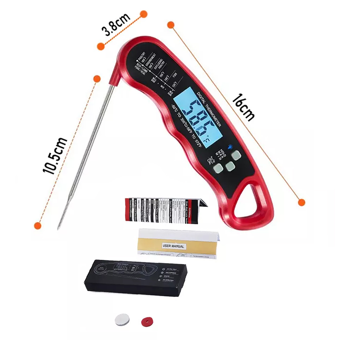 Termómetro Digital Cocina Carnes Líquidos Aceite Plegable 6