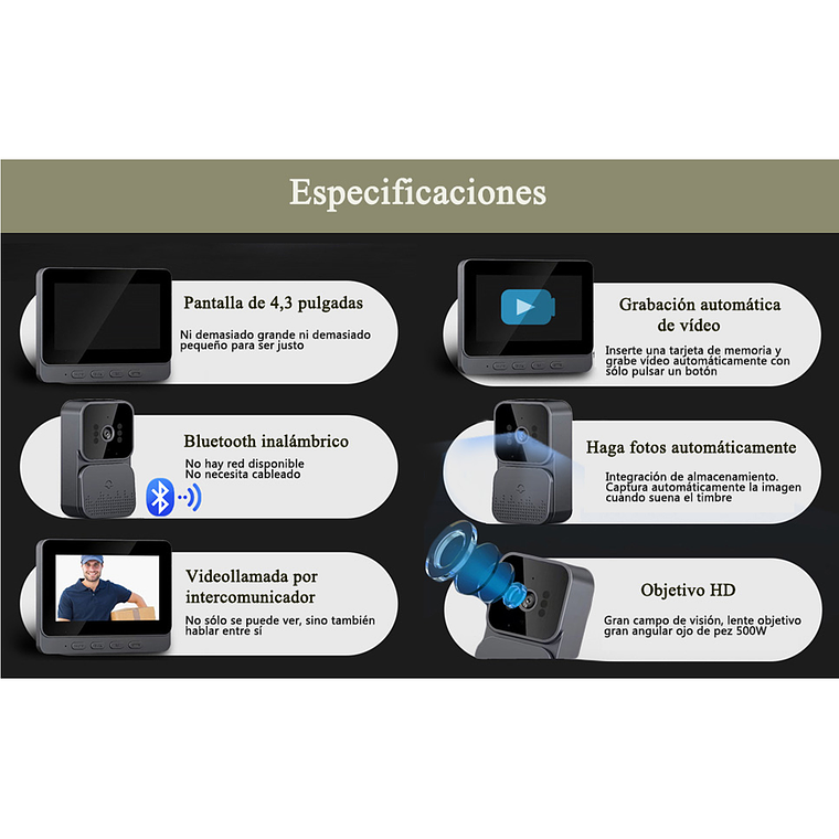 Citofono Timbre Camara Inalambrico Con Pantalla 4.3 Lcd 5