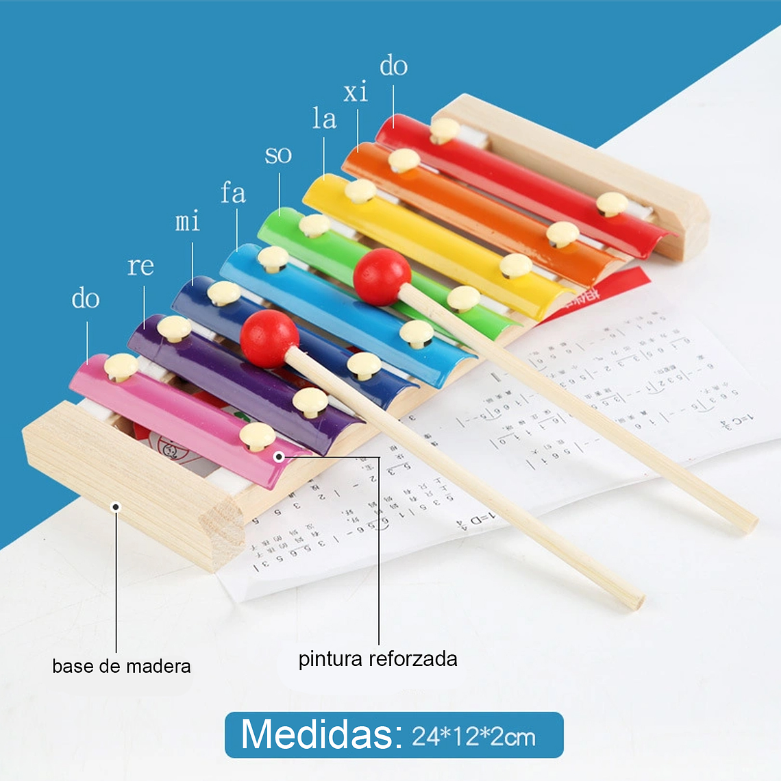 Set 8 Instrumento Musicales Montessori Madera Para Niños 3