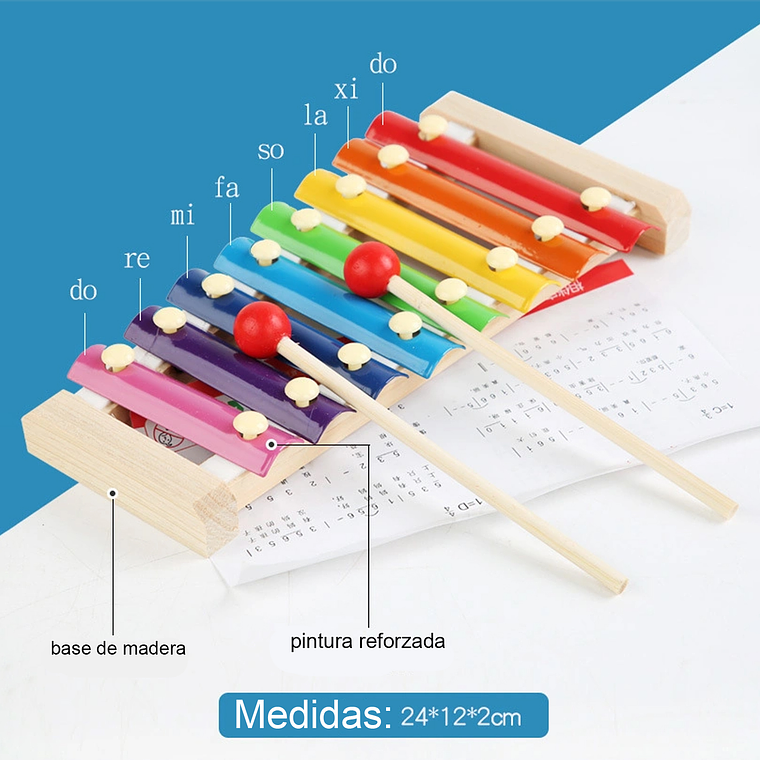 Set 8 Instrumento Musicales Montessori Madera Para Niños 3