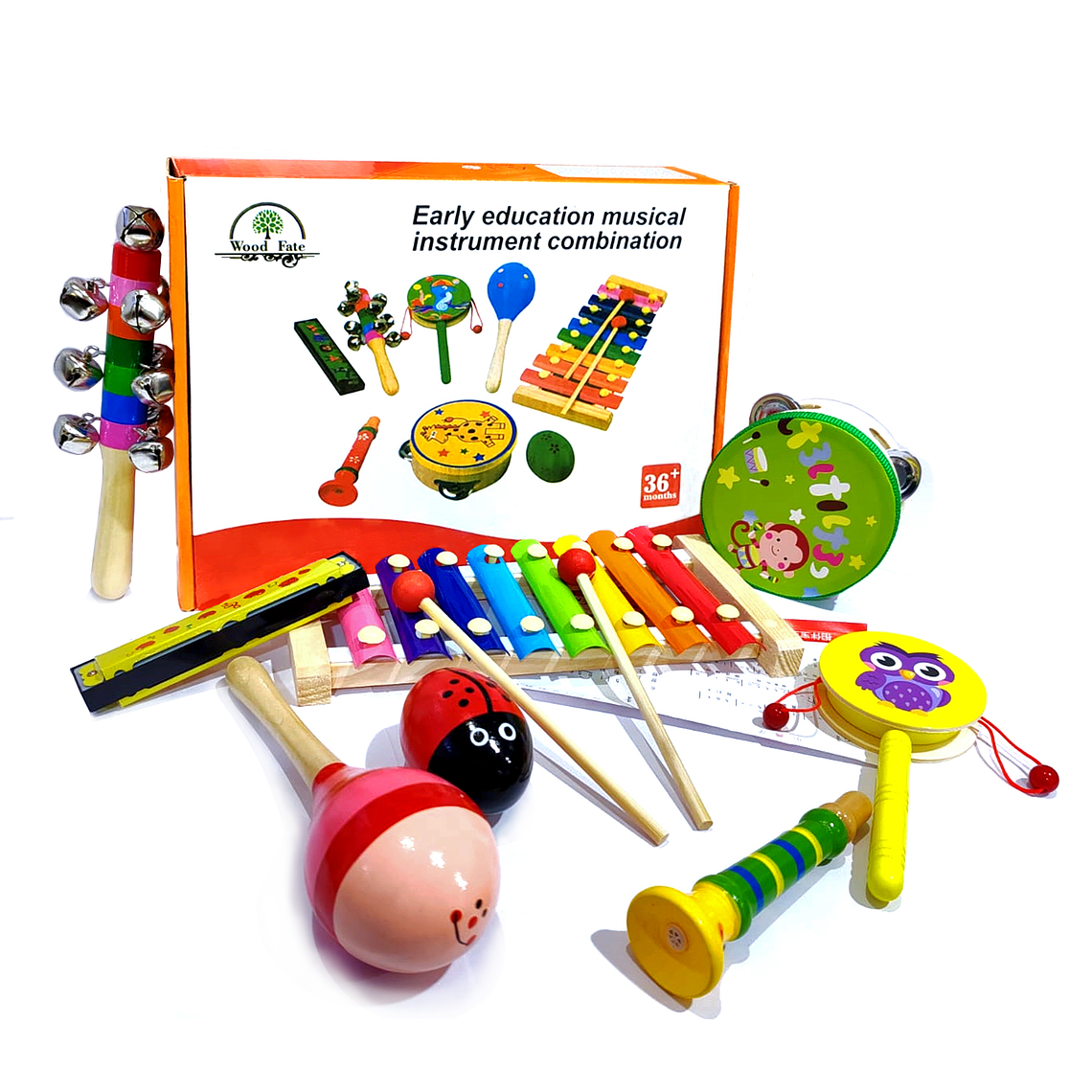 Set 8 Instrumento Musicales Montessori Madera Para Niños 1