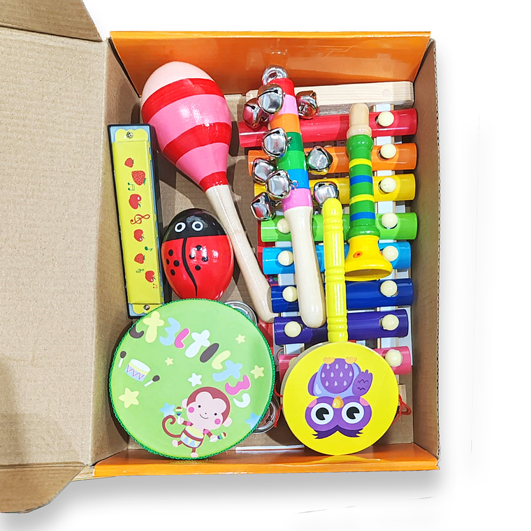 Set 8 Instrumento Musicales Montessori Madera Para Niños 2