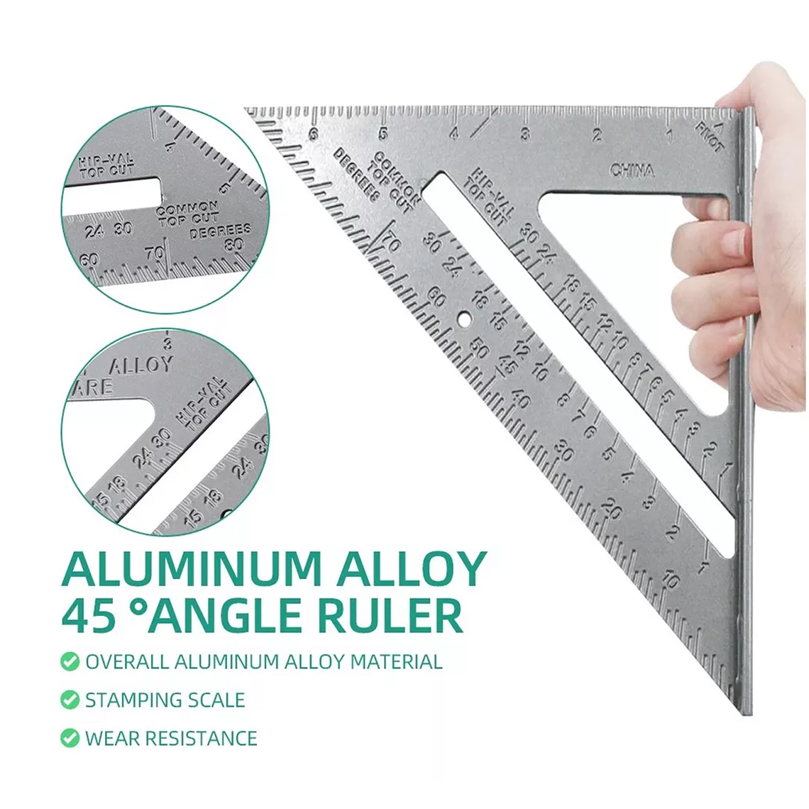 Escuadra Rápida De Aluminio Macizo Carpintería 3