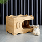 Cama Casa De Madera Para Gatos Con Rascador Interno - Miniatura 1