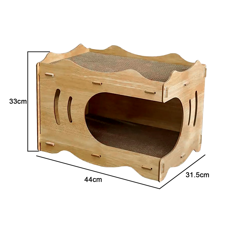 Cama Casa De Madera Para Gatos Con Rascador Interno 6