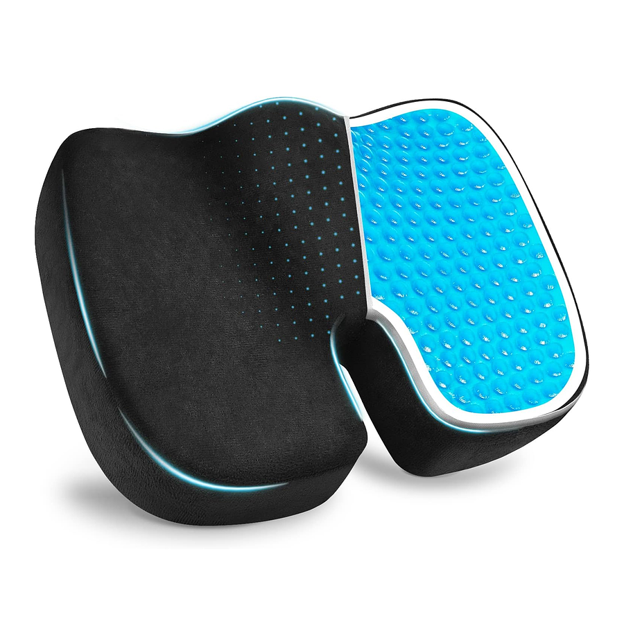 Cojín Asiento Memory Foam Y Gel Ortopédico Coxis Ergonomico