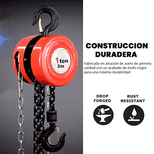 Tecle Polipasto Manual Con Cadena 1 Toneladas X3 Metros